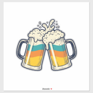 Vintage-Regenbogen-Bierkrug Prost-Vektor-Shirt_1 Aufkleber