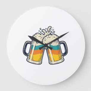 Vintage-Regenbogen-Bierkrug-Prost-Vektor-Shirt_1 Große Wanduhr