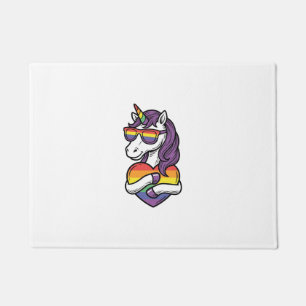 Vintage Regenbogen Einhorn Herz Pride Shirt Design Fußmatte