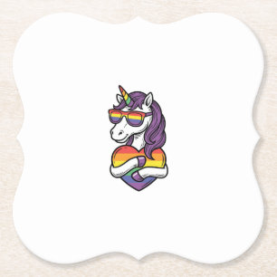Vintage-Regenbogen-Einhorn-Herz-Pride-Shirt-Design Untersetzer