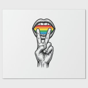 Vintage-Regenbogen-Friedenshand-Stolz-Vektor-Shirt Geschenkpapier