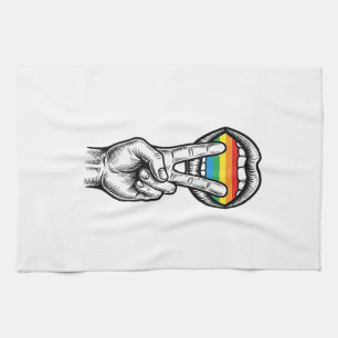 Vintage-Regenbogen-Friedenshand-Stolz-Vektor-Shirt Geschirrtuch