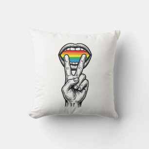 Vintage-Regenbogen-Friedenshand-Stolz-Vektor-Shirt Kissen