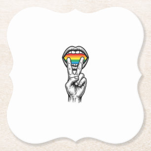 Vintage-Regenbogen-Friedenshand-Stolz-Vektor-Shirt Untersetzer