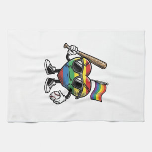 Vintage-Regenbogen-Herz-Baseball-Stolz-Shirt-Desig Geschirrtuch