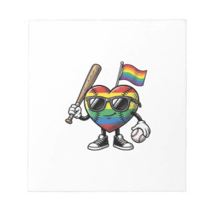 Vintage-Regenbogen-Herz-Baseball-Stolz-Shirt-Desig Notizblock