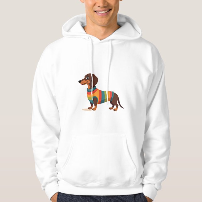 Vintage Regenbogen Pullover Dachshund Süßer langer (Vorderseite)