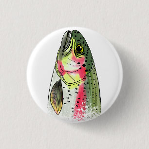 Vintage Regenbogenforelle Button