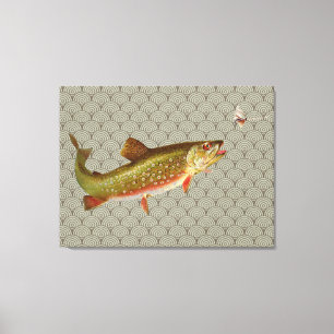 Vintage Regenbogenforelle Fischen Leinwanddruck