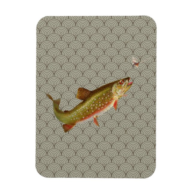 Vintage Regenbogenforelle Fischen Magnet (Vertikal)