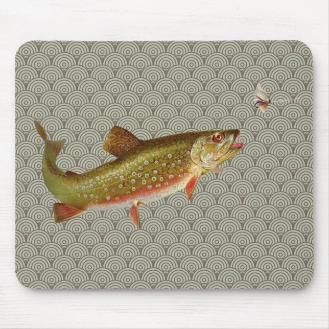 Vintage Regenbogenforelle Fischen Mousepad (Vorne)