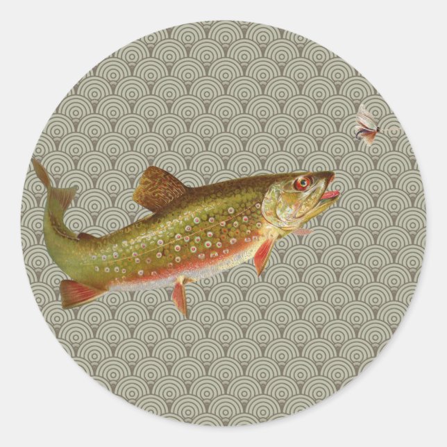 Vintage Regenbogenforelle Fischen Runder Aufkleber (Vorderseite)