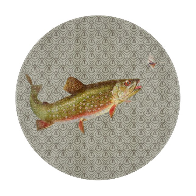 Vintage Regenbogenforelle Fischen Schneidebrett (Vorderseite)