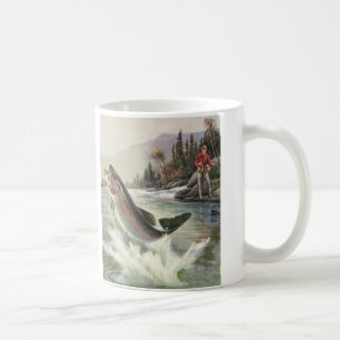 Vintage Regenbogenforelle Fischerei Kaffeetasse