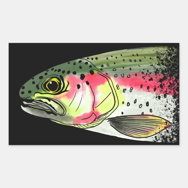 Vintage Regenbogenforelle Rechteckiger Aufkleber (Vorderseite)