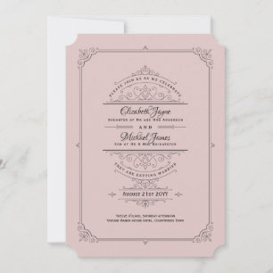 Vintage Regency Dusty Rose Mariage Invitations