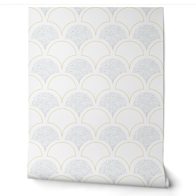Vintage-Regenschirmmotiv - Blau und Gold Tapete (Abrollen)