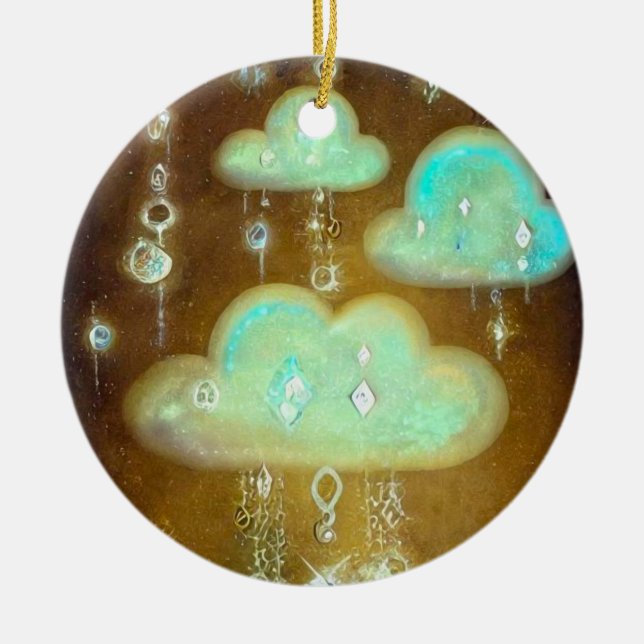 Vintage Regenwolken Keramik Ornament (Vorne)