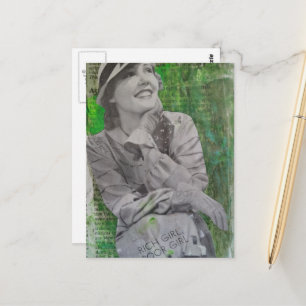 Vintage reiche arme Dame Mixed Media Collage Postkarte