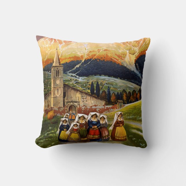 Vintage Reise Abruzzos Italien Kissen (Vorderseite)