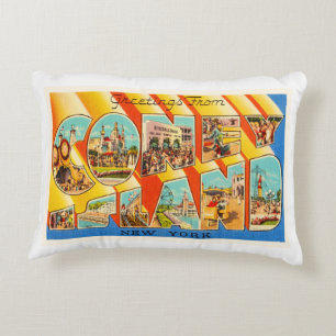 Vintage Reise-Andenken Coney-Insel-New York NY Dekokissen