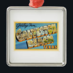 Vintage Reise-Andenken Galveston Strand-Texas TX Silbernes Ornament<br><div class="desc">Galveston Strand,  Texas TX

Ein nostalgisches,  Vintages Reiseandenken-Postkartenbild,  ein authentischer retro Entwurf. Grüße von der amerikanischer Reiseberichts-virtuellen Wandergruppe!</div>