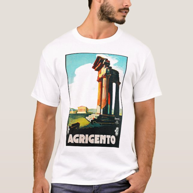 Vintage Reise-Anzeige Agrigents T-Shirt (Vorderseite)