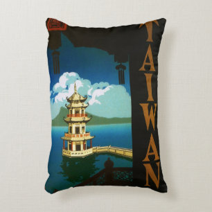 Vintage Reise Asien, Taiwan Pagode mehrstöckiger T Dekokissen