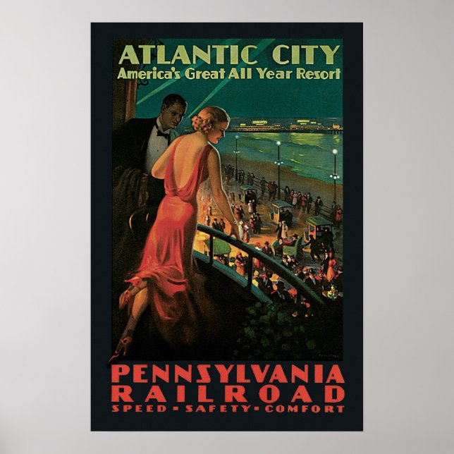 Vintage Reise, Atlantic City Poster (Vorne)