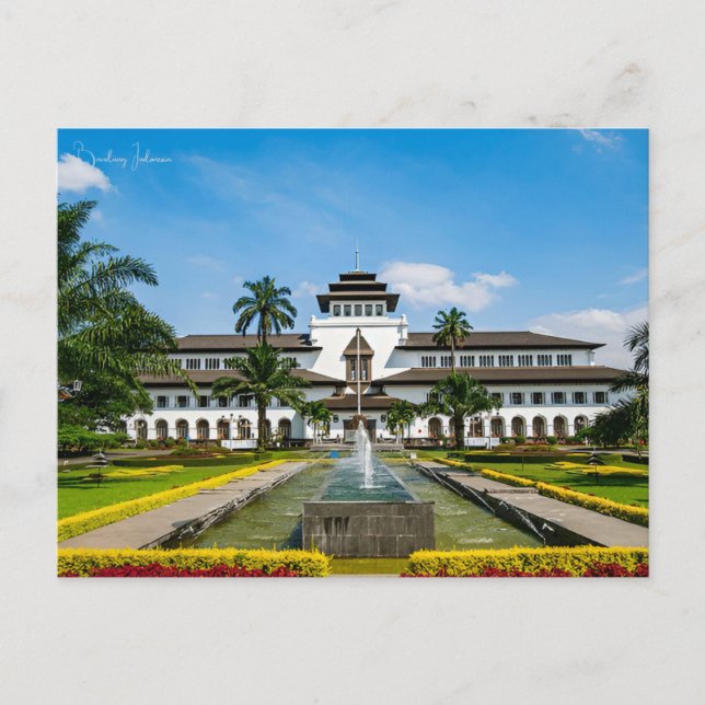Vintage Reise Bandung Indonesien Ferienstadt Postkarte (Vorderseite)