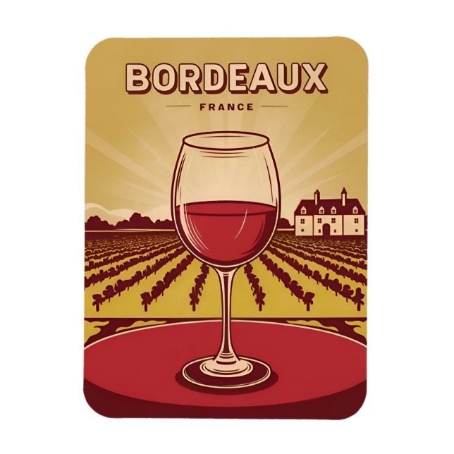 Vintage Reise Bordeaux Frankreich Weinroute Mendri Magnet (Vertikal)
