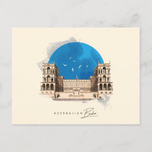 Vintage Reise Burg Baku Aserbaidschan Postkarte
