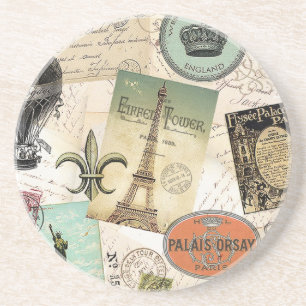 Vintage-Reise-Collage-Unterlage Getränkeuntersetzer