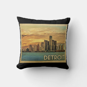 Vintage Reise Detroits Michigan Kissen