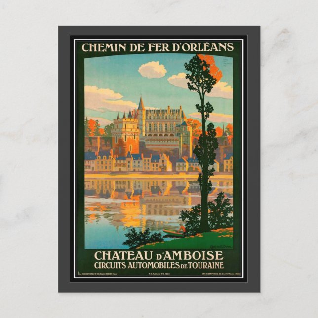 Vintage Reise Frankreich, Schloss Amboise - Postkarte (Vorderseite)