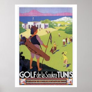Vintage Reise Golf de La Soukra Tunis Poster