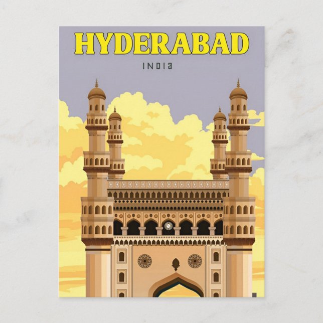 Vintage Reise Hyderabad Indien Pakistan Urlaub Postkarte (Vorderseite)
