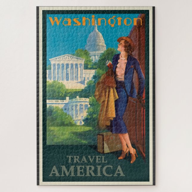 Vintage Reise-Illustration Washington DC (Vertikal)