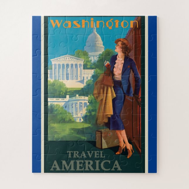 Vintage Reise-Illustration Washington DC (Vertikal)