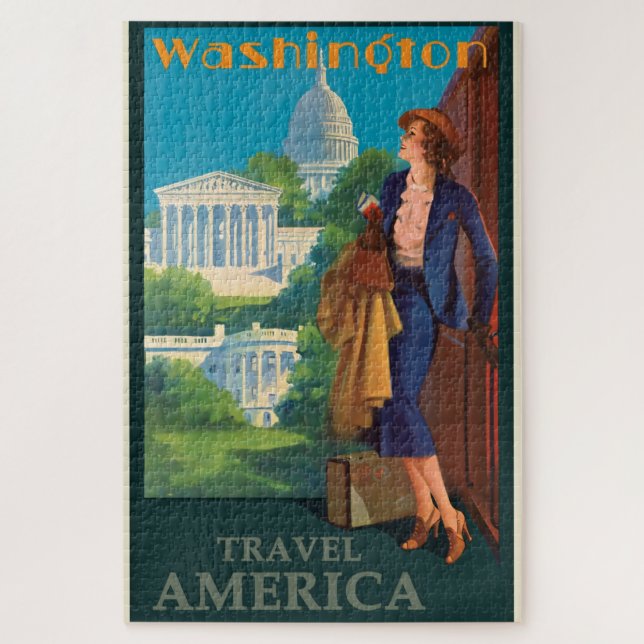 Vintage Reise-Illustration Washington DC (Vertikal)