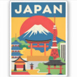 Vintage Reise Japan Mount Fuji Sunset Retro Aufkleber<br><div class="desc">Erleben Sie eine nostalgische Reise durch Japans reichhaltiges Erbe mit diesem Retro-Design zum Thema Reisen mit dem Fuji-Berg. Inmitten nostalgischer Farben und Vintagen Charmes erweckt dieses Stück die Essenz der zeitlosen japanischen Attraktion in einer Retro-Ästhetik,  die an klassische Reiseplakate aus vergangenen Zeiten erinnert.</div>