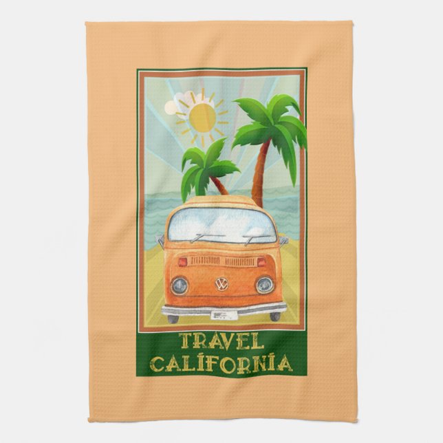 Vintage Reise Kalifornien Geschirrtuch (Vertikal)