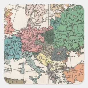 Vintage Reise-Karte Quadratischer Aufkleber