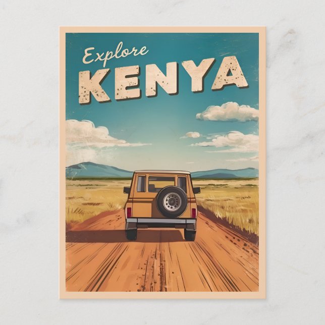 Vintage Reise Kenia Afrika Landschaft Retro Landsc Postkarte (Vorderseite)