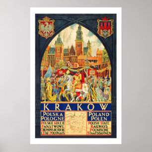 Vintage Reise Krakaus Polen Poster