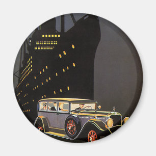 Vintage Reise, Kreuzfahrt-Schiff und antikes Auto Magnet