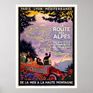 Vintage Reise La-Weg-DES Alpes Frankreich Poster