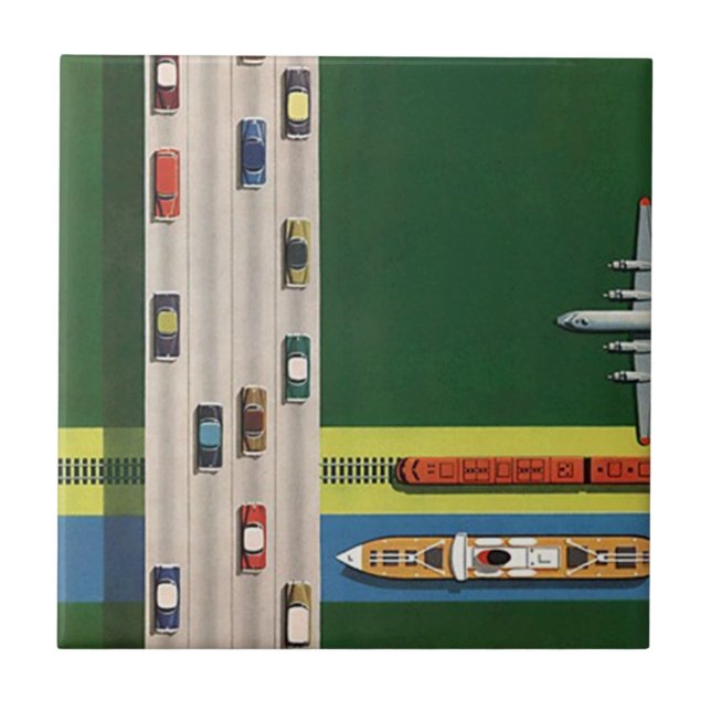 Vintage Reise-Logistiktransport Modus-Fliese Fliese (Vorderseite)