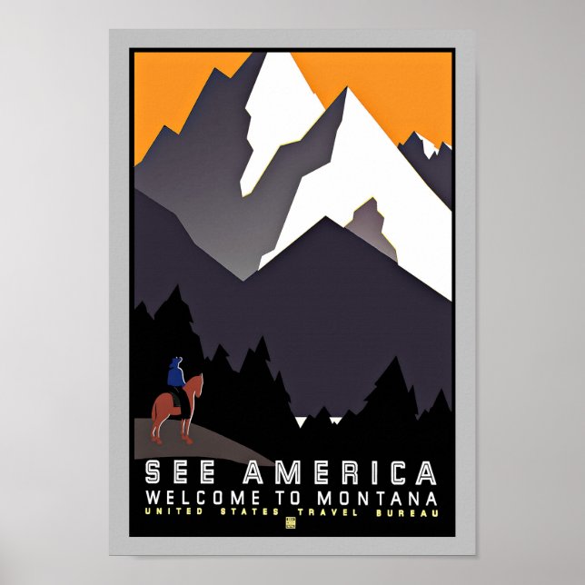 Vintage Reise Montana Poster (Vorne)