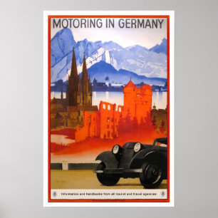 Vintage Reise,Motorfahren in Deutschland. Poster